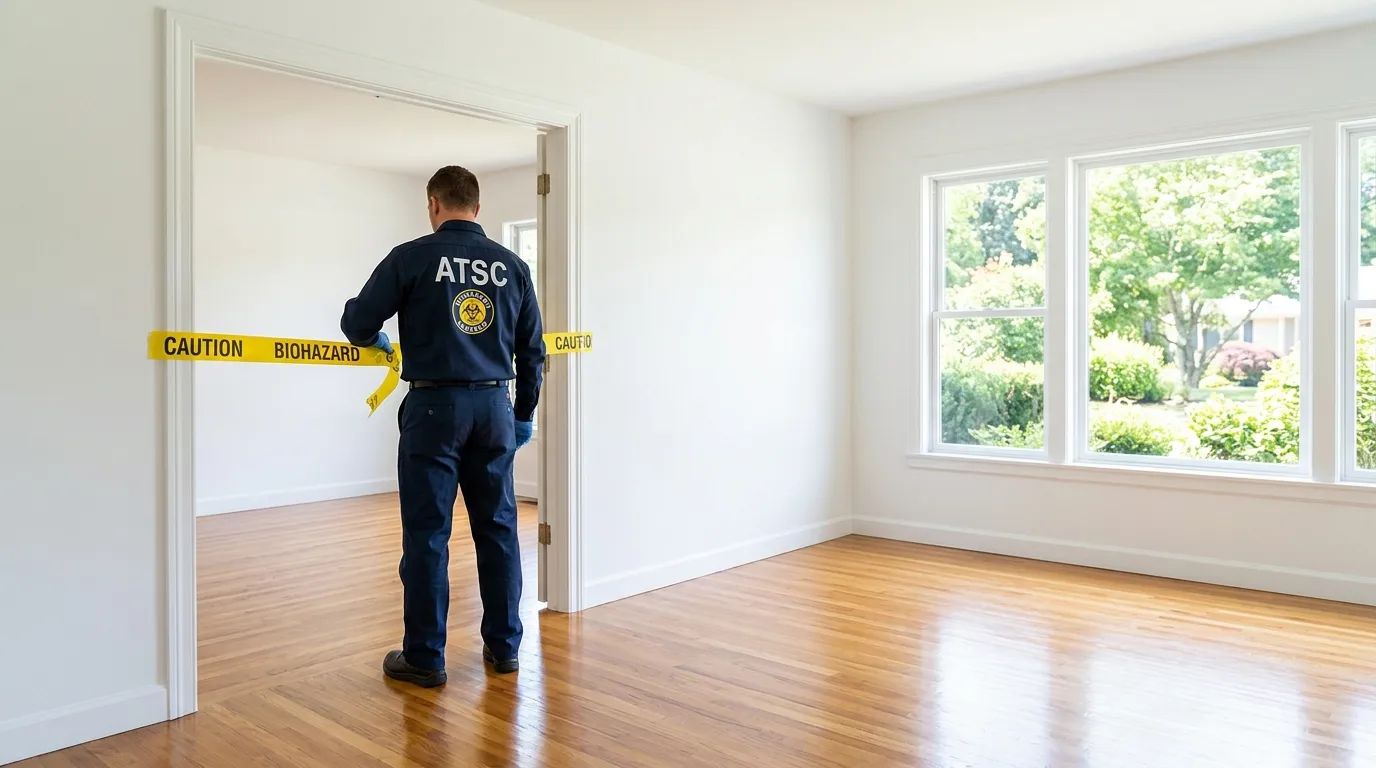 Certified biohazard cleanup crew performing Decomposition Cleanup in Millbury